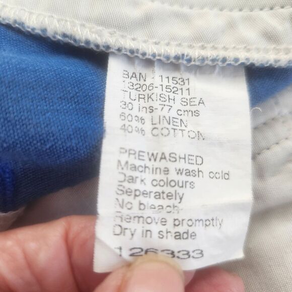 Cottonworld Linen Blend Shorts-Womens-Royal Blue-30 ins-Tailored Seam-Coastal - Picture 10 of 10